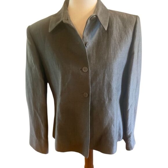 Ellen Tracy Tailored Gray/Tan Jacket - Picture 1 of 12
